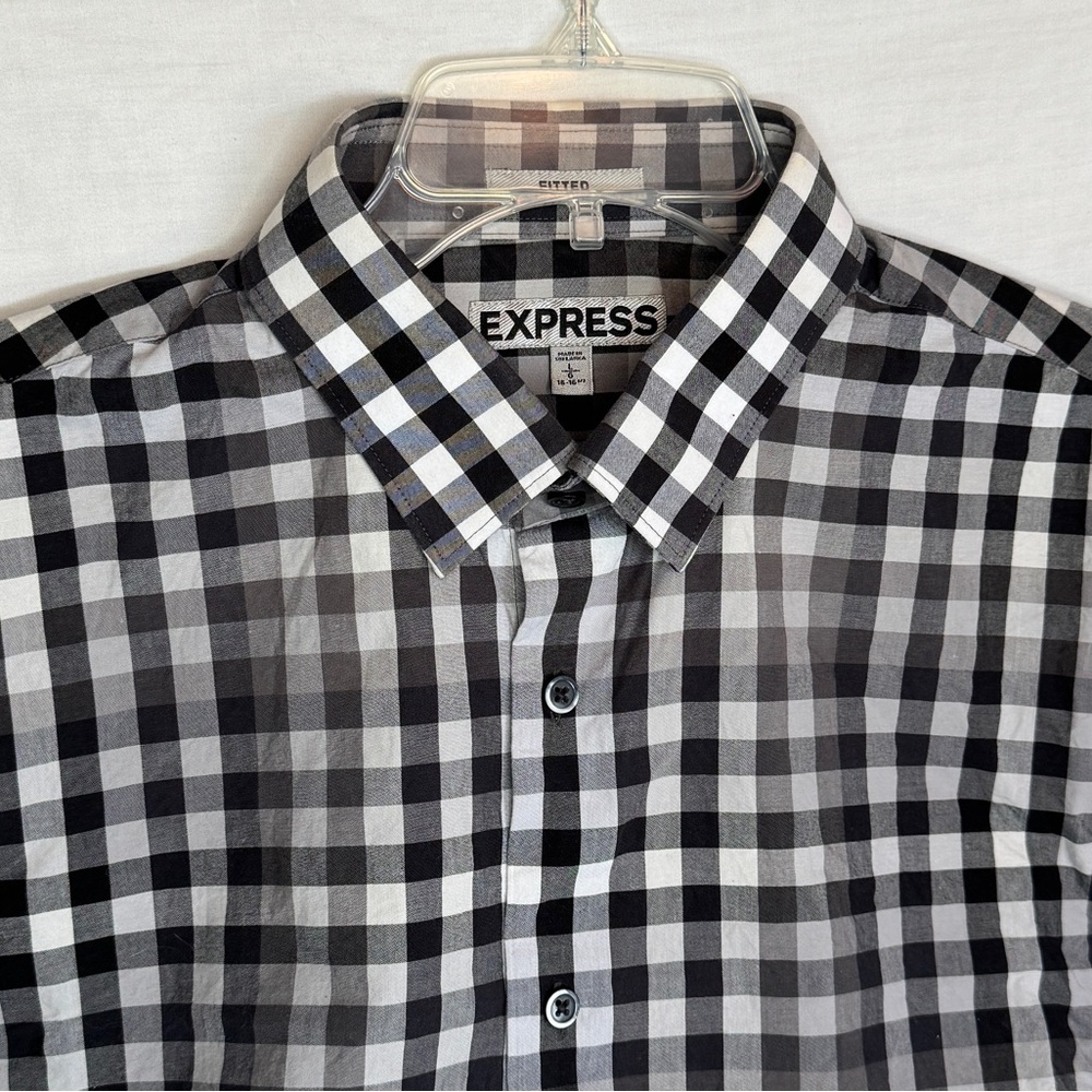 Express Men's Monochrome Plaid Shirt